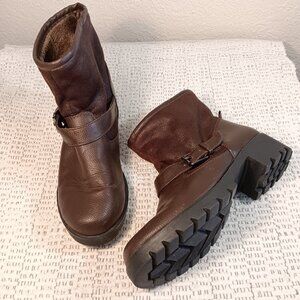 Aldo women's “Legisa” Buckle Motorcycle Fleece Chunky Mid-Calf Boots sz 10
